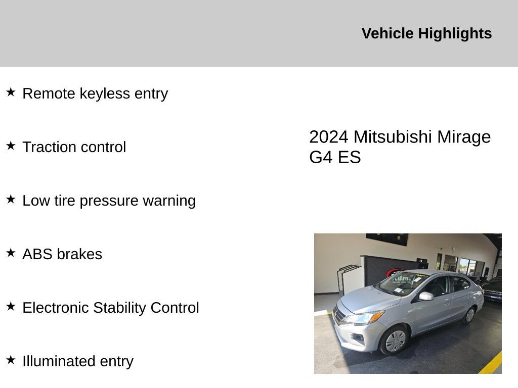2024 Mitsubishi Mirage G4 ES